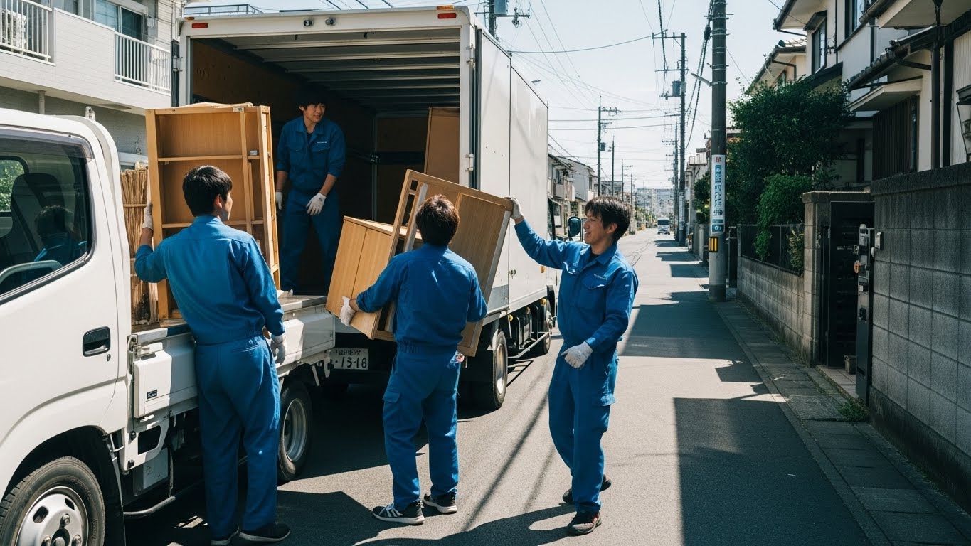 スタッフが荷物を運ぶ様子